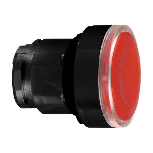 Red flush illuminated pushbutton head Ø22 spring return for integral LED