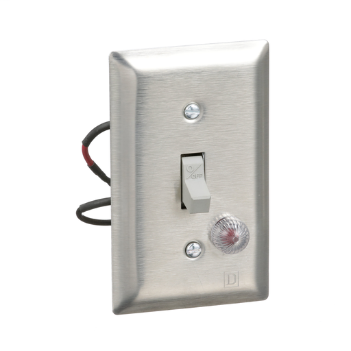 Switch, manual, 30A, 2 pole, 3 HP at 575 VAC, single phase, toggle operated, red 115 VAC indicator, NEMA 1 SS flush