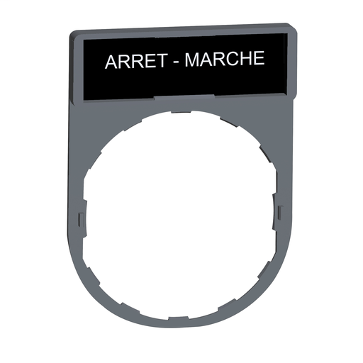 Legend holder with arret-marche marking color plated grey