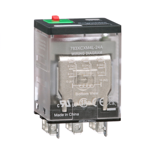 Power relay, Legacy, 15A, 3PDT, 24 VAC, cover with locking push button and LED