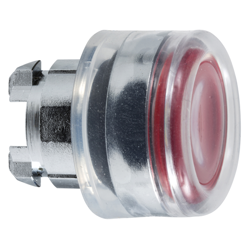 Red flush illuminated pushbutton head Ø22 spring return for integral LED