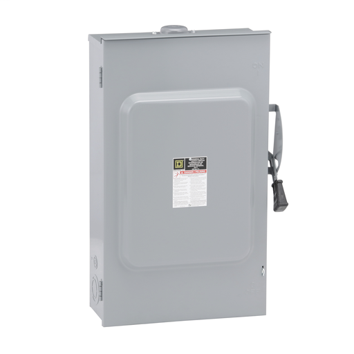 Safety switch, general duty, non fusible, 200A, 3 poles, 60 hp, 240 VAC, NEMA 3R, bolt-on provision