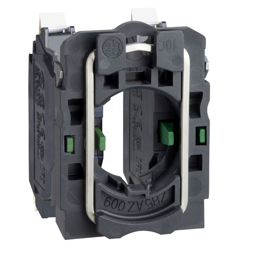 Single contact block with body/fixing collar 2NO spring clamp terminal
