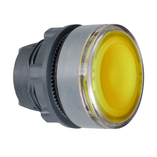 Yellow flush pushbutton head for legend insertion cp grey