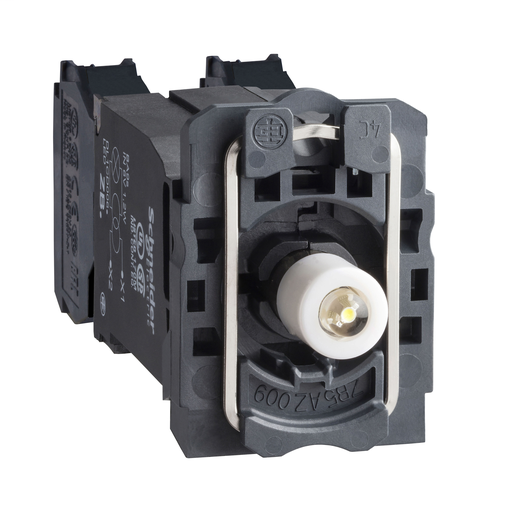 Blue light block with body/fixing collar with BA9s LED bulb 400V 1NO+1NC