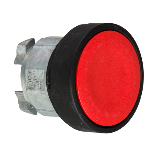 Red flush pushbutton head Ø22 push-push unmarked