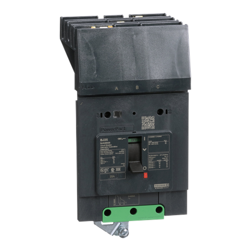 PowerPact B Circuit Breaker, 25A, 3P, 600Y/347V AC, 25kA at 600Y/347 UL, I-Line
