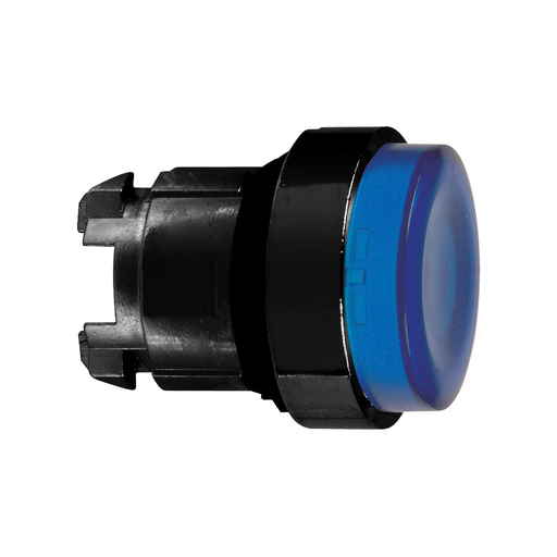 Blue projecting illuminated pushbutton head Ø22 spring return for BA9s bulb