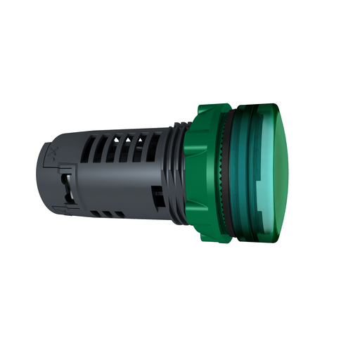 Monolithic pilot light, plastic, green, Ø22, plain lens with integral LED, 110…120 V AC