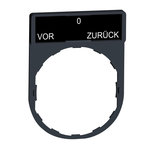 Legend holder 30 x 40 mm with legend 8 x 27 mm with marking VOR-O-ZURÜCK