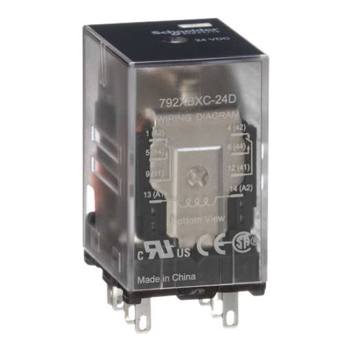 Power relay, Legacy, DPDT, 12A, 24 VDC, clear cover