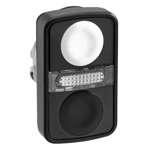 White flush/black flush illuminated double-headed pushbutton Ø22 unmarked