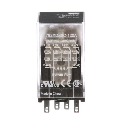 Power relay, Legacy, 4PDT, 3A, 120 VAC, low level bifurcated contacts, clear cover