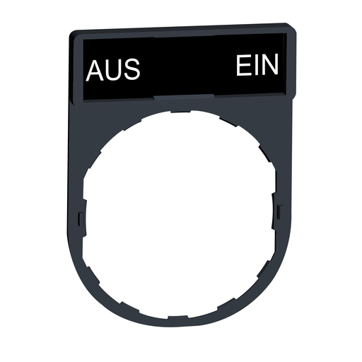 Legend holder 30 x 40 mm with legend 8 x 27 mm with marking AUS-EIN