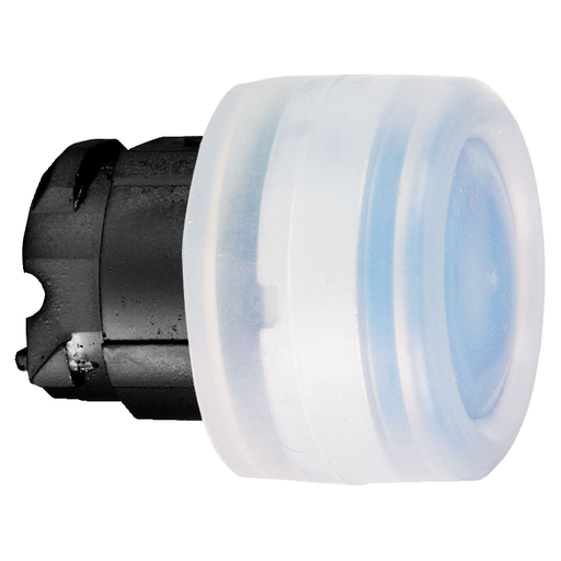 Blue flush illuminated pushbutton head Ø22 spring return for integral LED