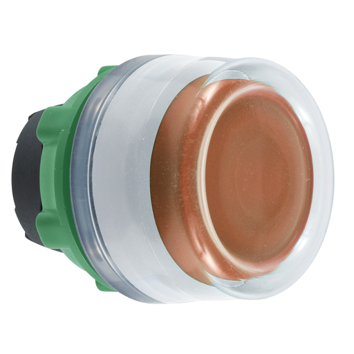 Orange illumiated pushbutton head for integral LED boot cp white