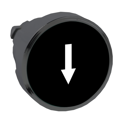 Black flush pushbutton head Ø22 spring return “down arrow”