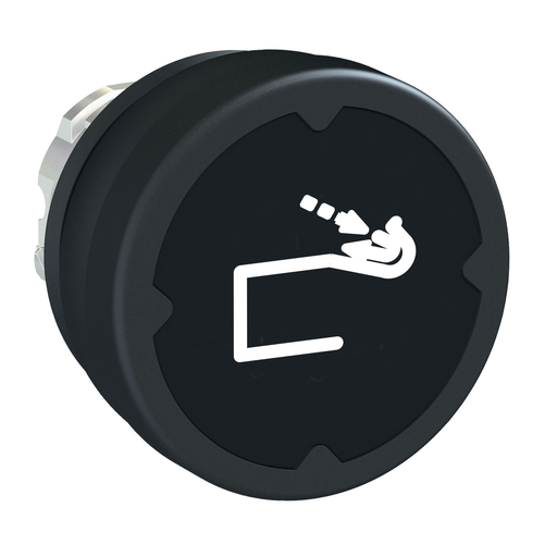 Pushbutton head for harsh environment – black – with marking-legend rotated 90°