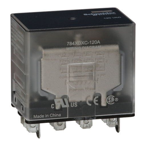 Power relay, Legacy, 15A, 4PDT, 120 VAC, clear cover