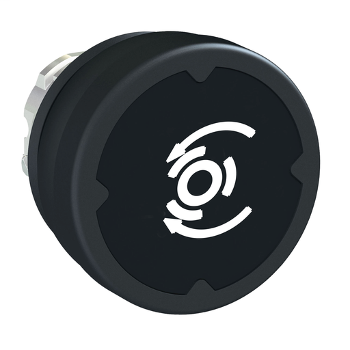 Pushbutton head for harsh environment – black – with marking-legend rotated 90°