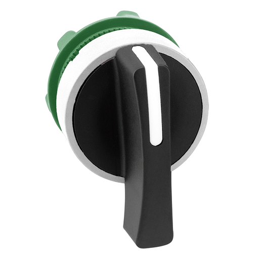 Black selector switch head long handle 2 pos retur cp white