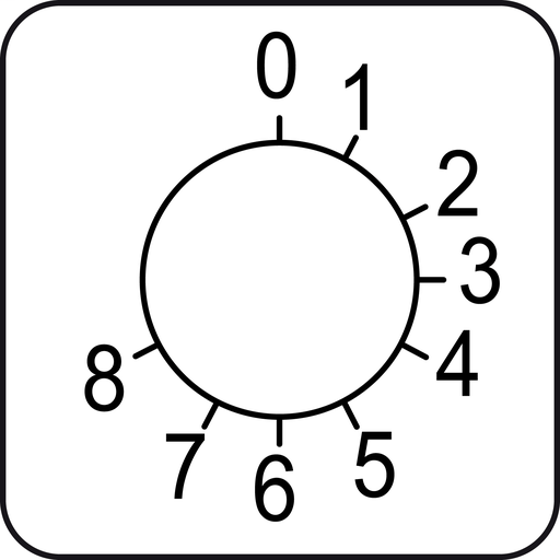 Legend for cam switch 0 to 8 – 45 x 45 mm