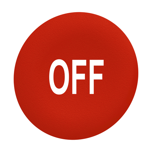 Red plain cap OFF for flush mounted push button