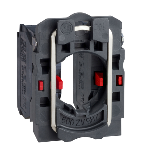 Single contact block with body/fixing collar, plastic, screw clamp terminal, 2 NC