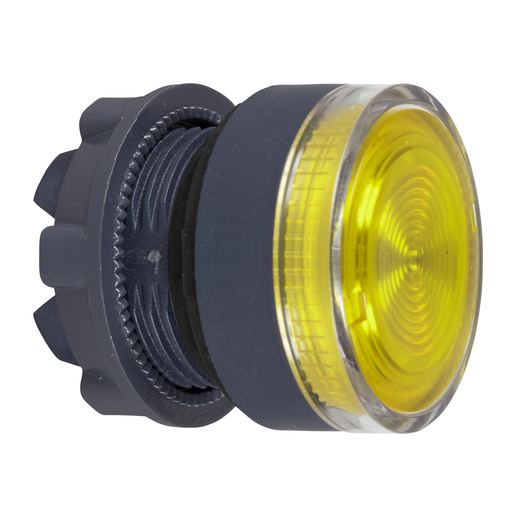Yellow flush illuminated pushbutton head Ø22 spring return for integral LED