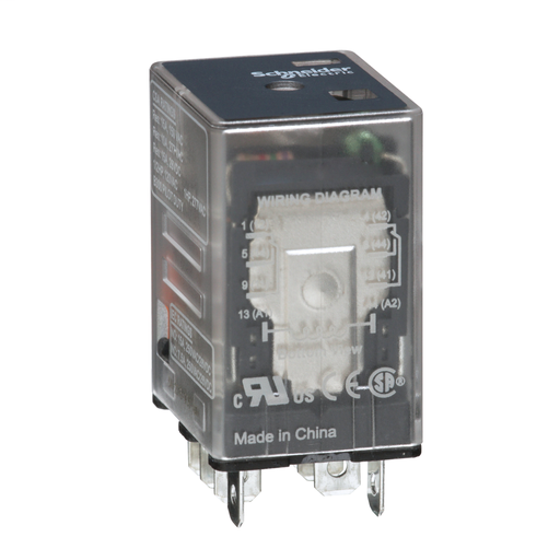 Power relay, Legacy, 15A, DPDT, 24 VDC, clear cover with LED indicator