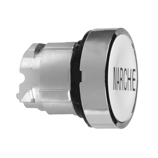 White flush pushbutton head Ø22 spring return “MARCHE”