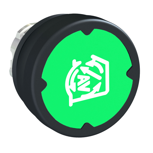 Pushbutton head for harsh environment – green – with marking-legend rotated 90°