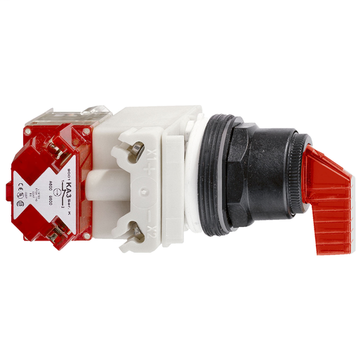 Illuminated selector switch Ø 30 – red – 3 positions – spring return to centre
