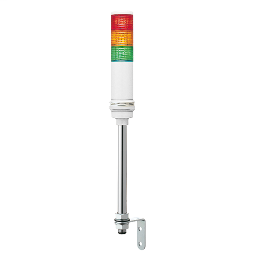 Monolithic tower light, red-orange-green, 60mm, tube mounting, steady or flashing, with buzzer 70…85 dB, IP23, 24 V AC DC