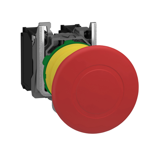 Emergency stop switching off, plastic, red mushroom Ø40, Ø22 trigger latching push-pull, 1 NO + 1 NC