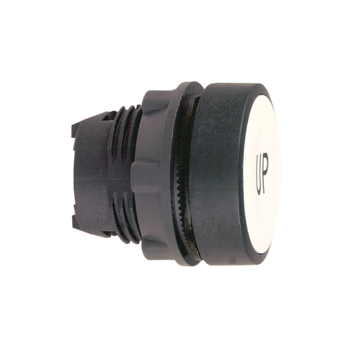 White flush pushbutton head Ø22 spring return “UP”