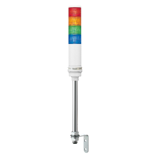 Monolithic tower light, red-orange-green-blue, 60mm, tube mounting, steady or flashing, with buzzer 70…85 dB, IP23, 24 V AC DC