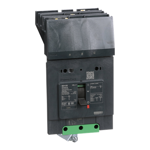 PowerPact B Circuit Breaker, 125A, 3P, 600Y/347V AC, 14kA at 600Y/347 UL, I-Line
