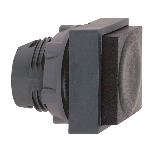 Black square projecting pushbutton head Ø22 spring return unmarked