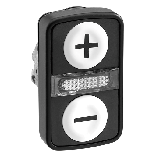 White flush/white flush illuminated double-headed pushbutton Ø22 with marking