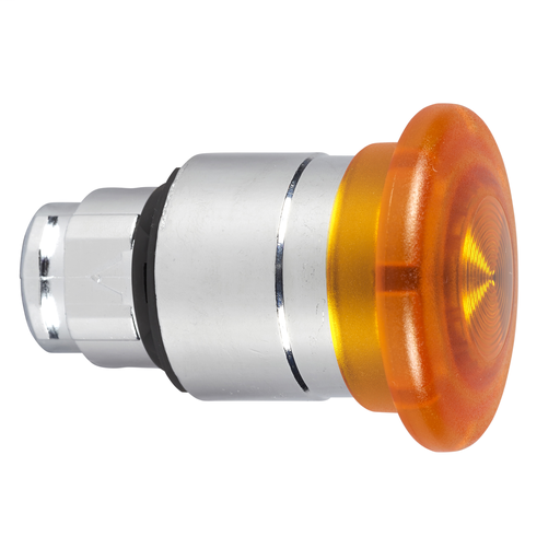 Orange Ø40 illum mushroom pushbutton head Ø22 spring return for integral LED