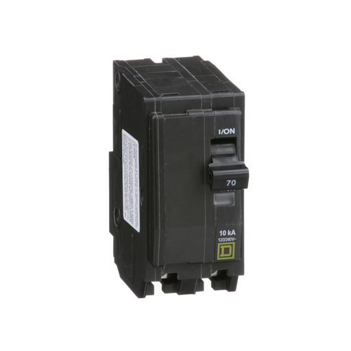 Mini circuit breaker, QO, 70A, 2 pole, 120/240 VAC, 10 kA, plug in mount