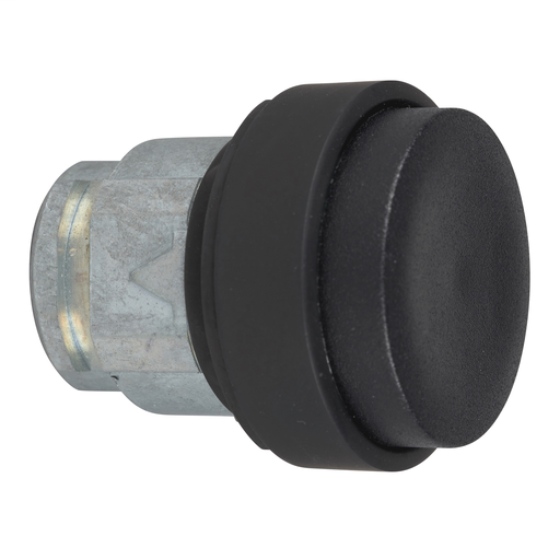 Black projecting pushbutton head Ø22 spring return unmarked