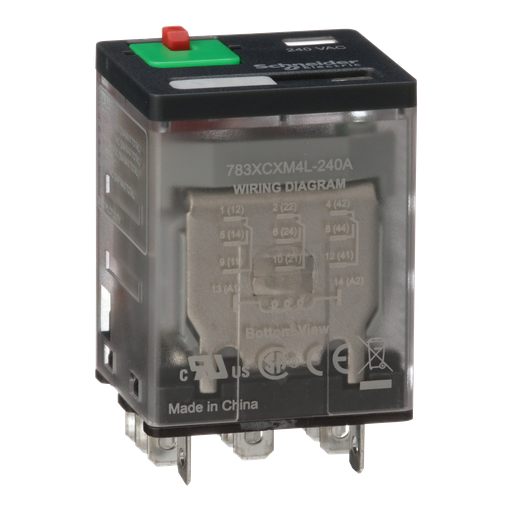Power relay, Legacy, 15A, 3PDT, 240 VAC, cover with locking push button and LED