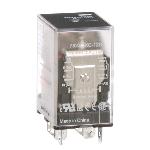 Power relay, Legacy, 15A, DPDT, 12 VDC, clear cover