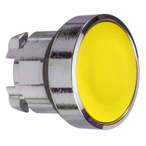 Yellow flush illuminated pushbutton head Ø22 spring return for integral LED