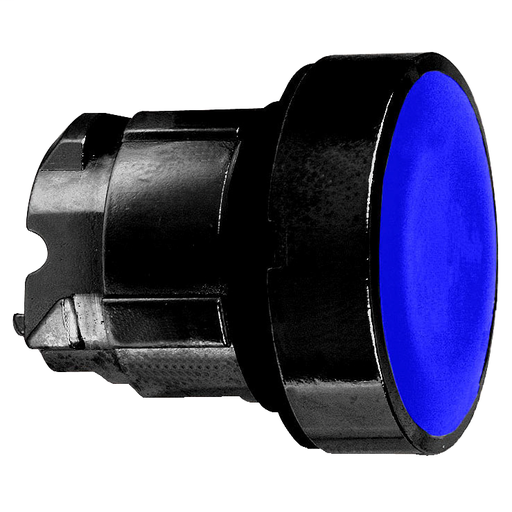 Blue flush pushbutton head Ø22 push-push unmarked