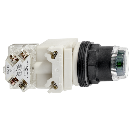 Amber illuminated pushbutton Ø 30 – flush spring return – 24 V – 1 C/O