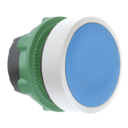 Blue flush pushbutton head push push colour plated white