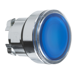 ZB4BW363 - Blue flush illuminated pushbutton head Ø22 spring return for integral LED